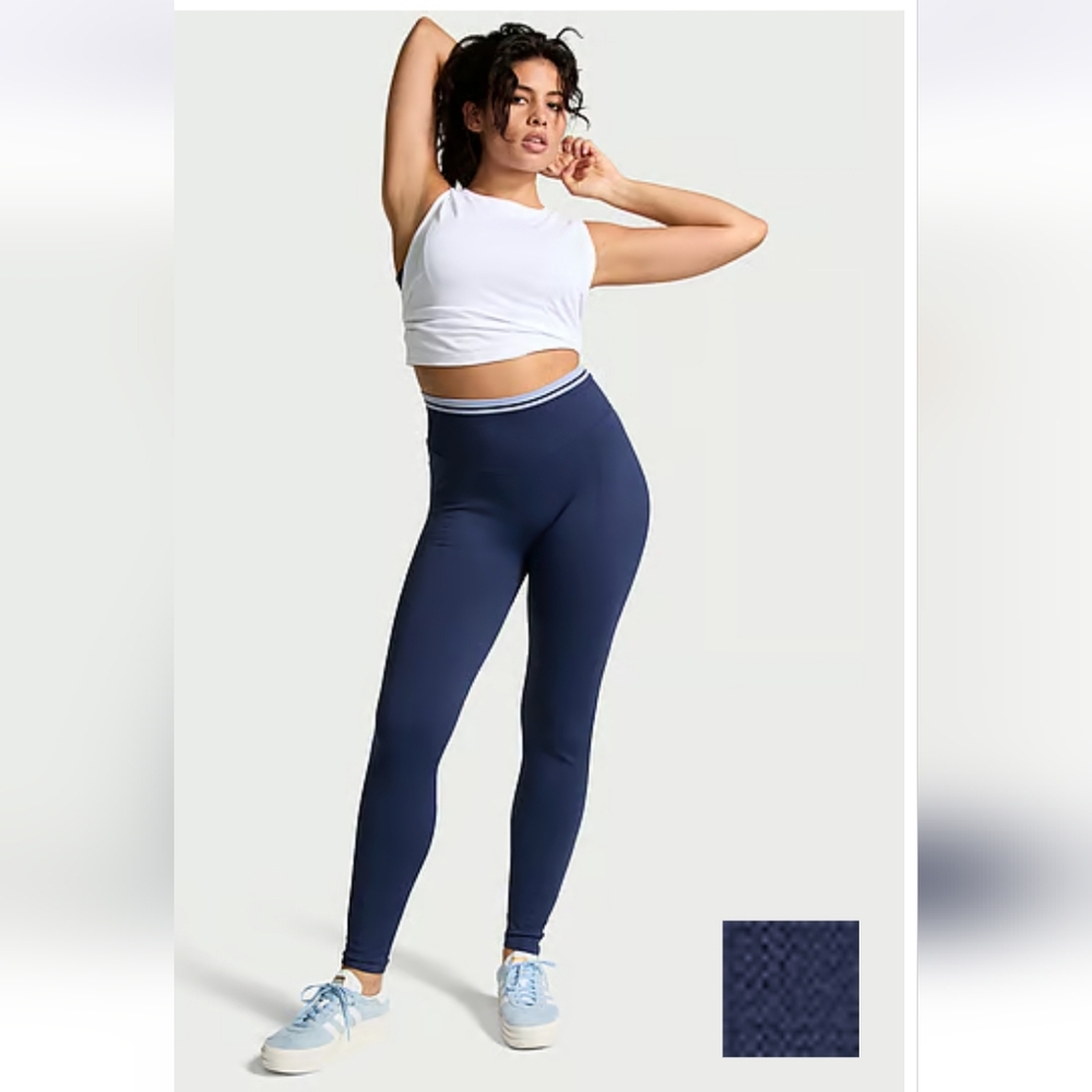 PINK Victoria's Secret Navy Blue Soft Seamless High-Waisted Contour Leggings Med